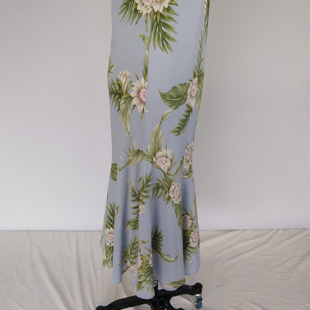 Vintage Kaua'iana Hawaiian Midi Dress Size M Petite Blue Floral Tropical *FLAWS - Picture 8 of 14